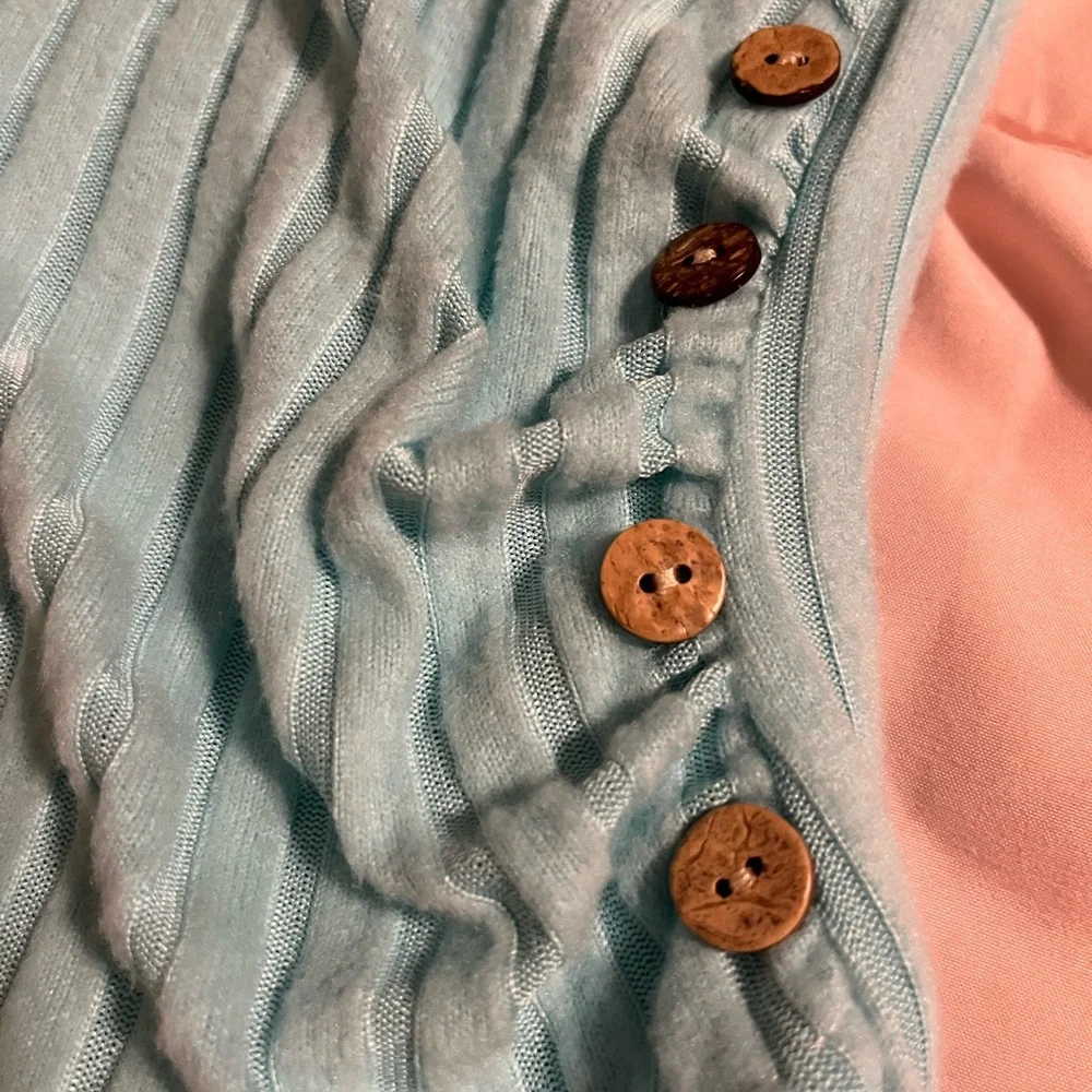 Light Blue Ribbed Wrap Top - Picture 6 of 6